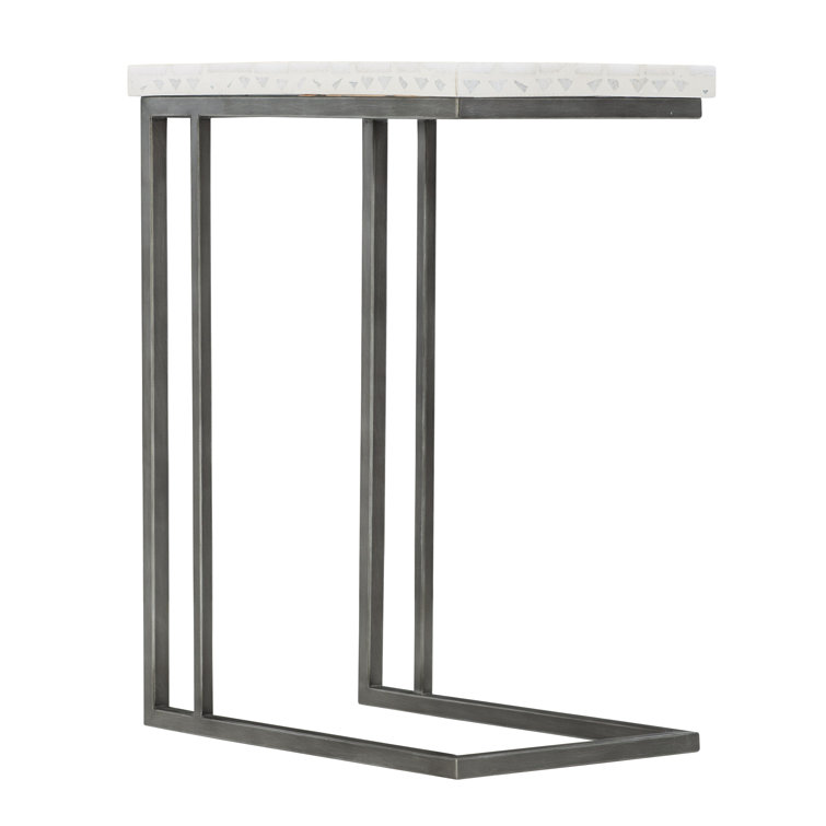 Gray Terrazzo Top Rectangular Side Table with Stainless Steel Base