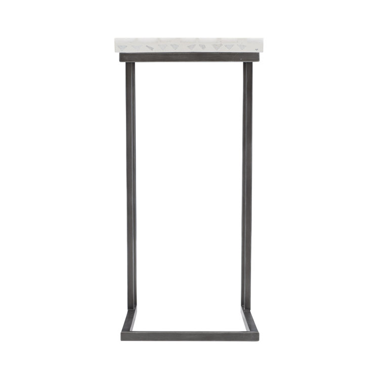 Gray Terrazzo Top Rectangular Side Table with Stainless Steel Base