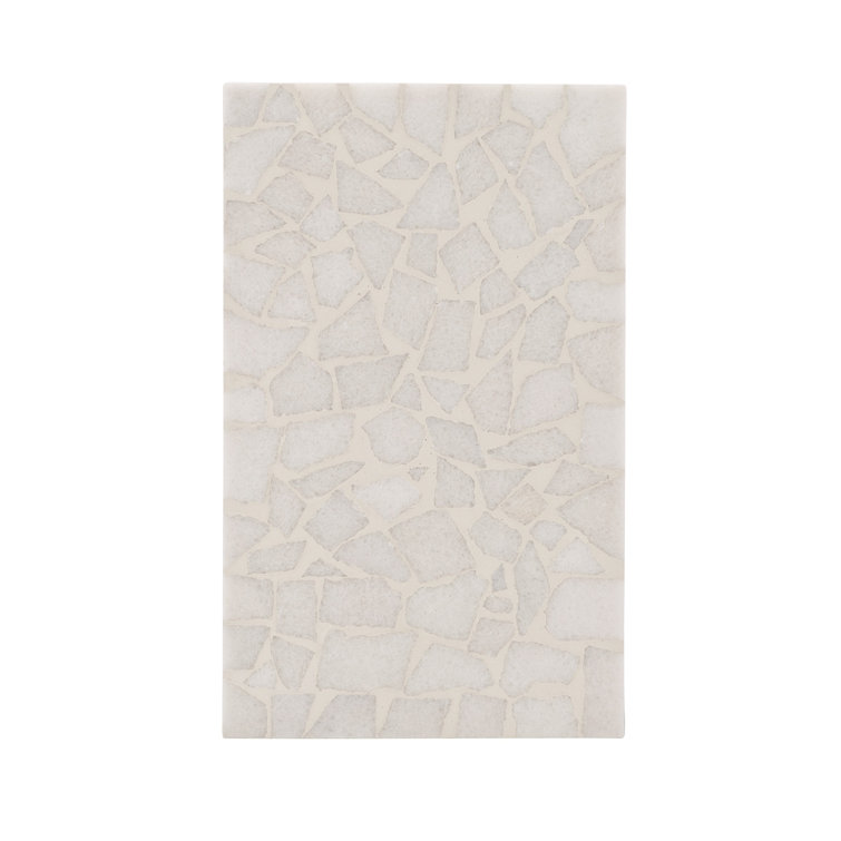Gray Terrazzo Top Rectangular Side Table with Stainless Steel Base