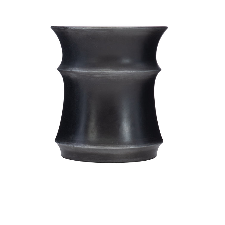 Maya Transitional Black Glass Round Accent Table 14.56"