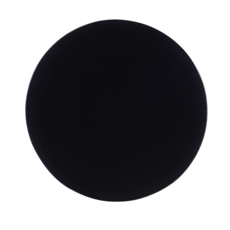Maya Transitional Black Glass Round Accent Table 14.56"