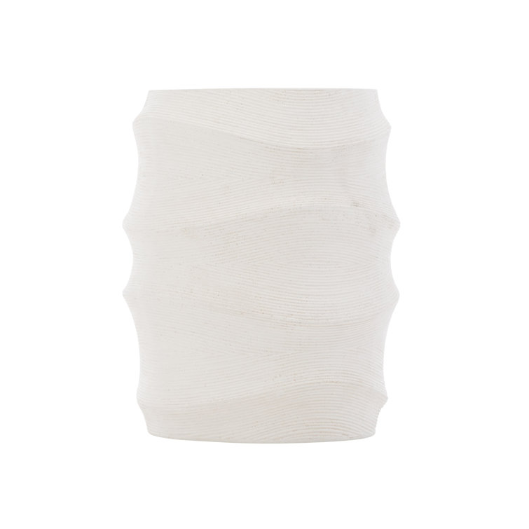 Luxurious Transitional White Stonecast Round Side Table