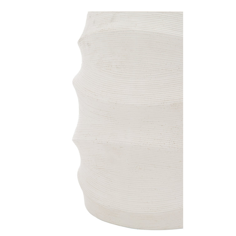 Luxurious Transitional White Stonecast Round Side Table