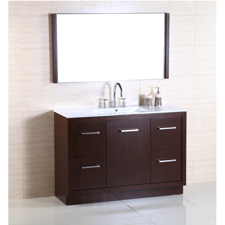 Wenge 48'' Single Freestanding Bathroom Vanity with Ceramic Top