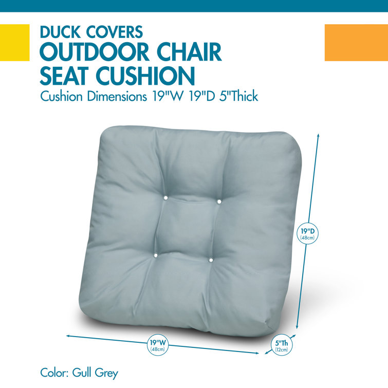 Gull Grey Water-Resistant Indoor/Outdoor Seat Cushion 19 x 19 x 5 Inch
