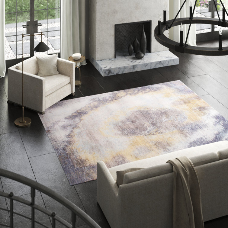 Cosmo Hand-Knotted Silk & Wool Abstract Gray 9'1" x 12'1" Area Rug