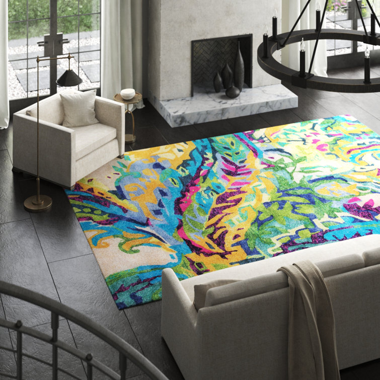Serene Blue Hand-Tufted Wool and Viscose 5' x 8' Rectangular Rug