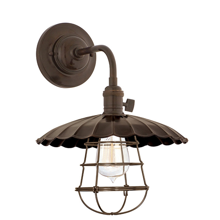 Old Bronze Metal 1-Light Wall Sconce with Brass Accents