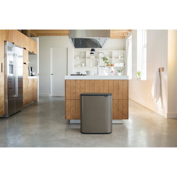 Platinum Stainless Steel Touch Top Kitchen Trash Can, 16 Gallon