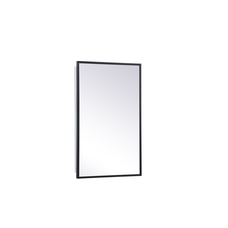 Wyn Black Minimalist Medicine Cabinet with Chrome Steel Hardware