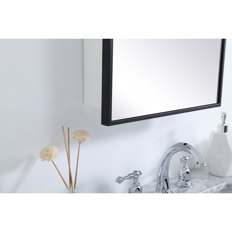 Wyn Black Minimalist Medicine Cabinet with Chrome Steel Hardware