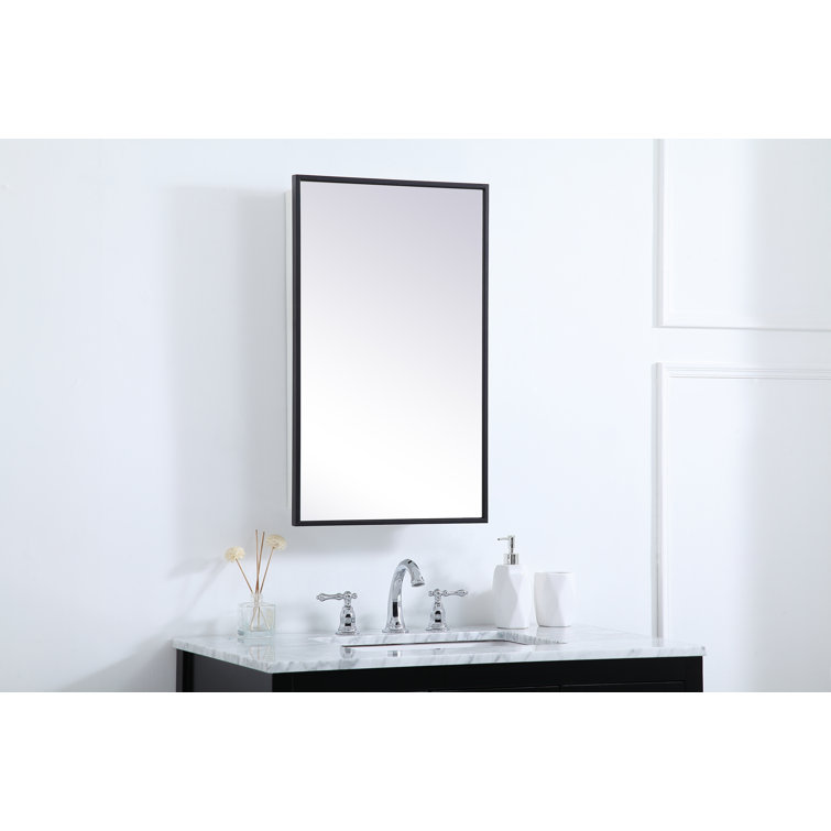 Wyn Black Minimalist Medicine Cabinet with Chrome Steel Hardware
