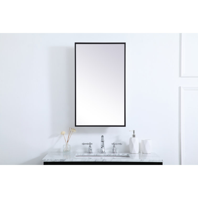 Wyn Black Minimalist Medicine Cabinet with Chrome Steel Hardware