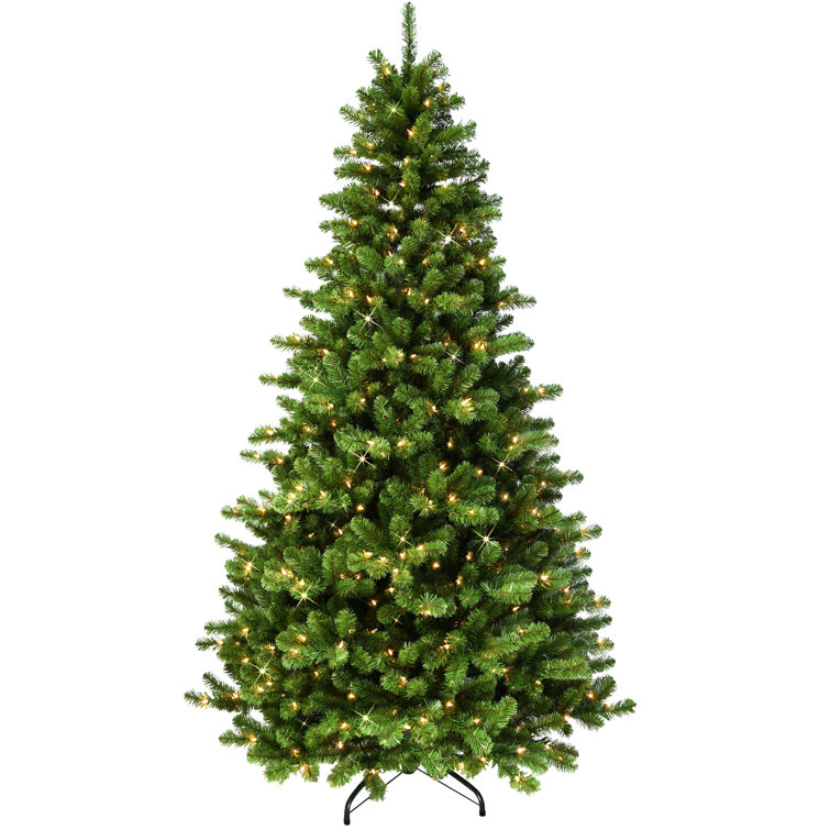 7.5' Green Pre-Lit Artificial Spruce Christmas Tree with Lights