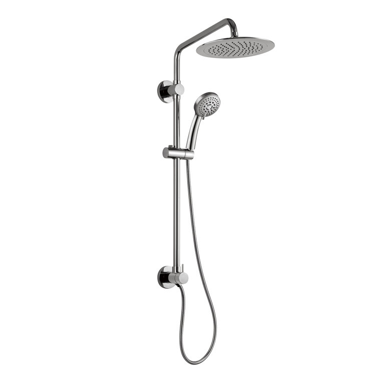 Brushed Nickel Adjustable Height Rain Shower System with Handheld
