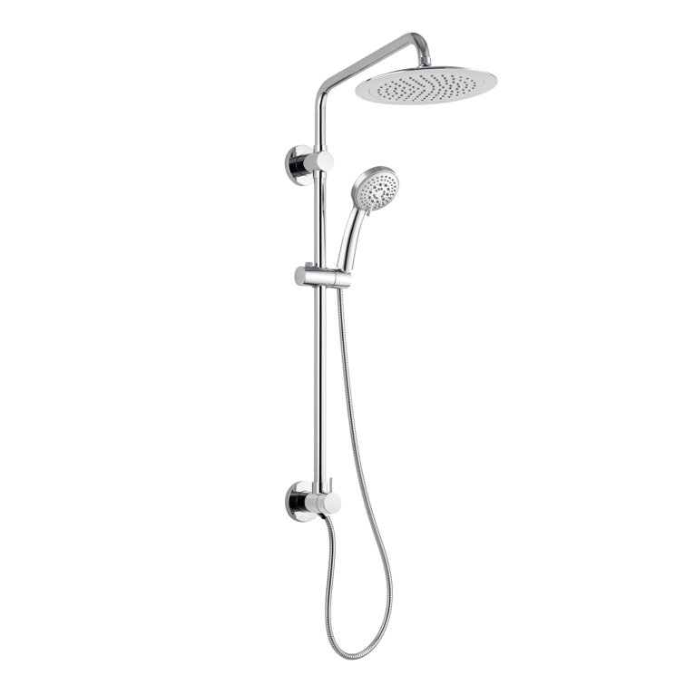 Chrome Multi-Head Adjustable Height Rain Shower System