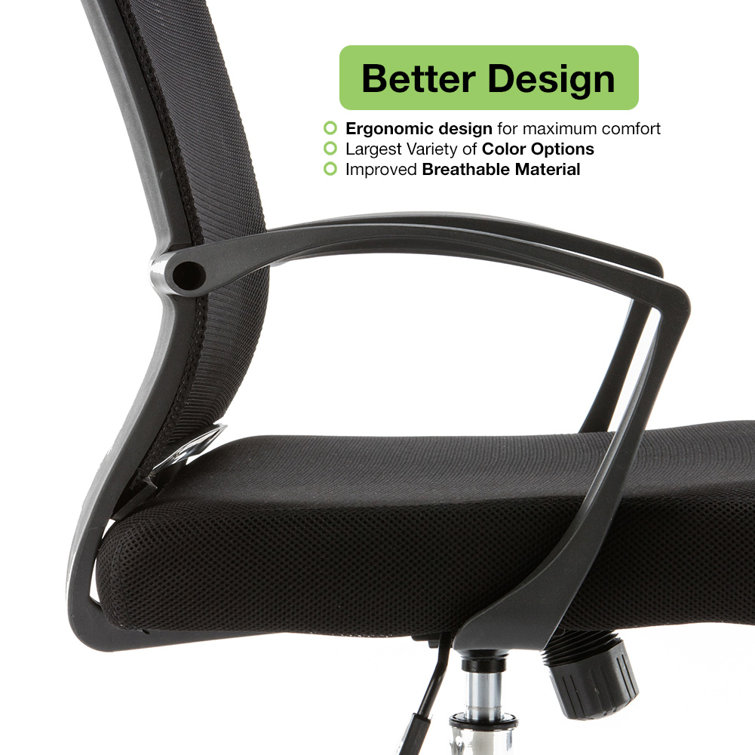 Zuna Modern Mesh Task Chair with Nylon Armrests in Black/Lime