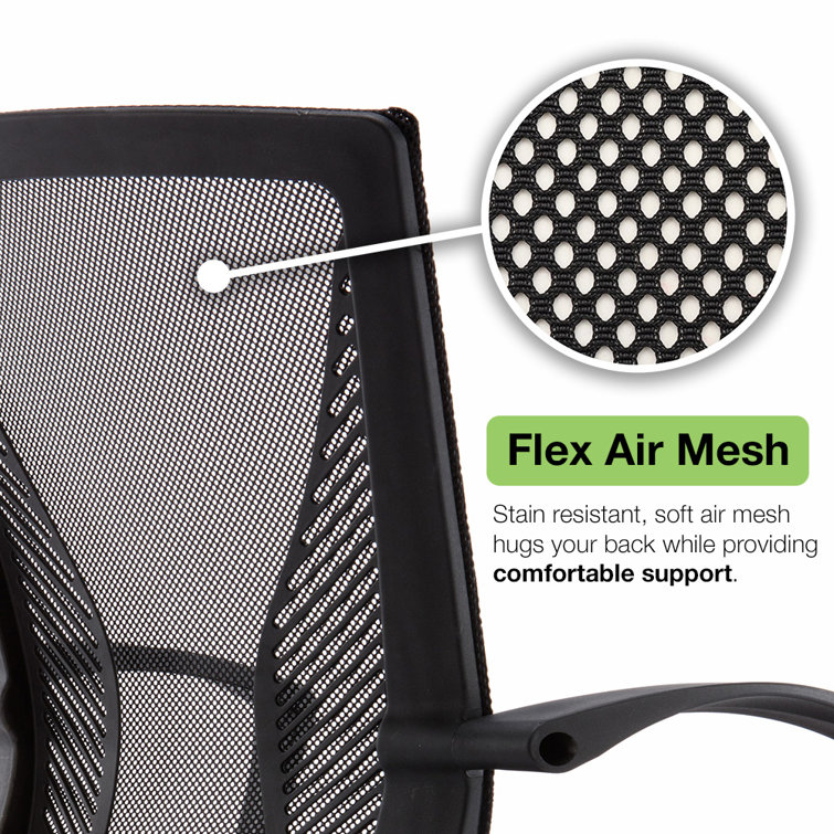Zuna Modern Mesh Task Chair with Nylon Armrests in Black/Lime