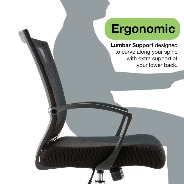 Zuna Modern Mesh Task Chair with Nylon Armrests in Black/Lime