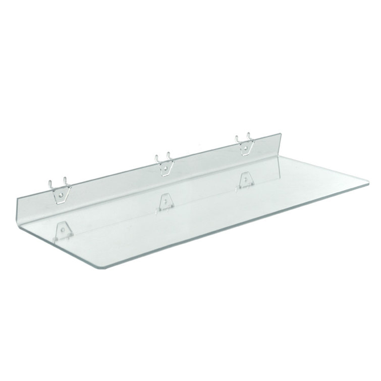 Clear Acrylic Rectangular Shelf for Pegboard and Slatwall, 24" x 8"