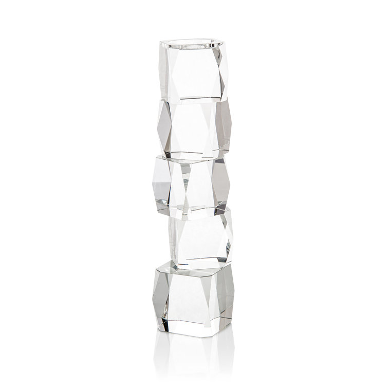 20'' H Crystal Cubist Glass Candlestick