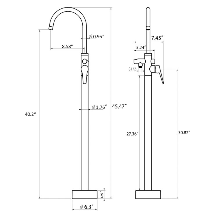 Glossy Chrome Freestanding Tub Filler with Handshower