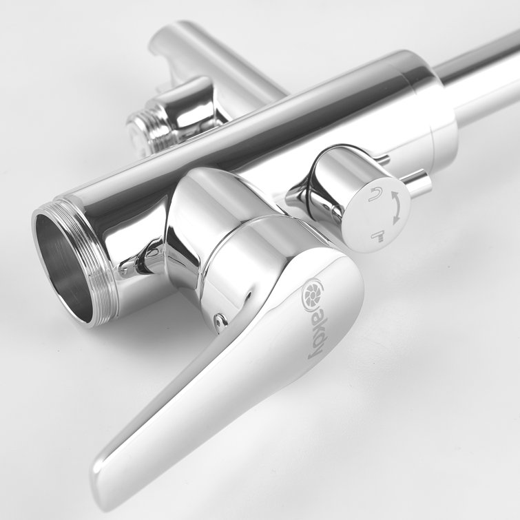 Glossy Chrome Freestanding Tub Filler with Handshower