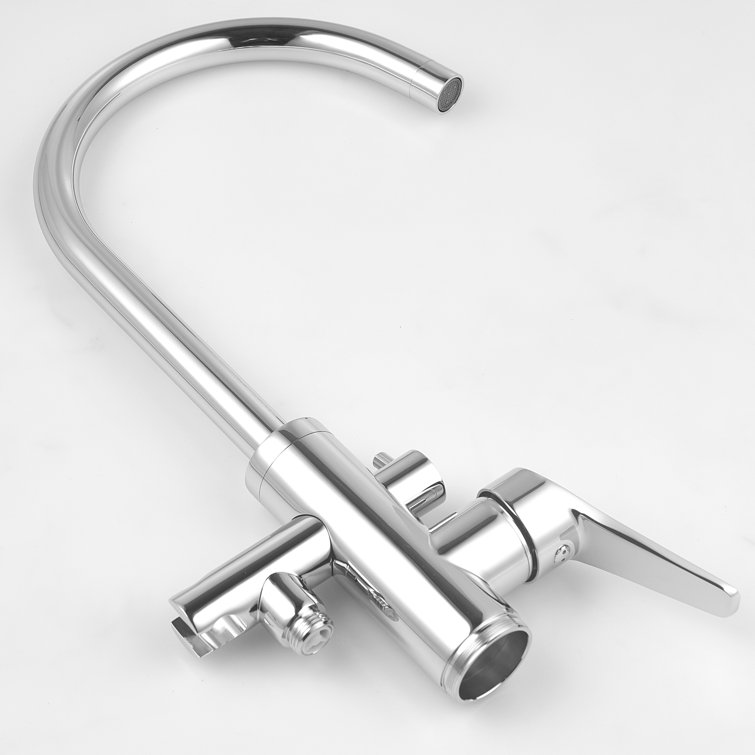 Glossy Chrome Freestanding Tub Filler with Handshower
