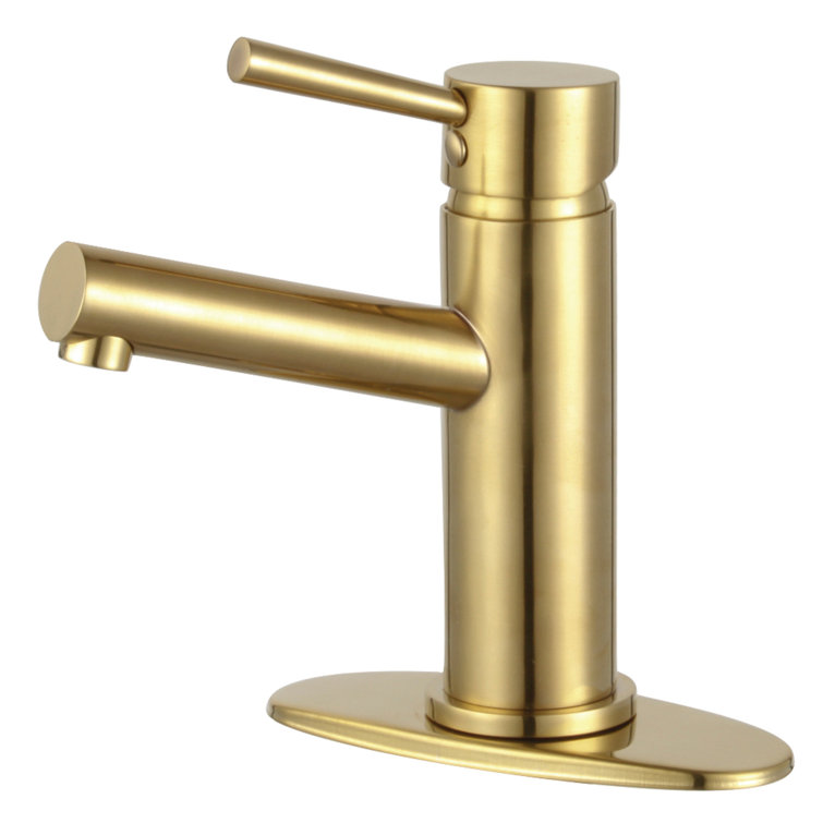 Brushed Brass Single-Handle Bathroom Faucet with Push Pop-Up