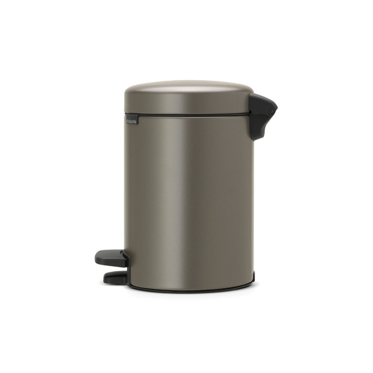 Platinum Round Soft-Close Pedal Trash Can with Removable Bucket