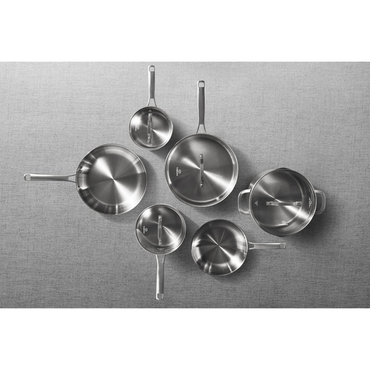 10-Piece Stainless Steel Cookware Set with Glass Lids