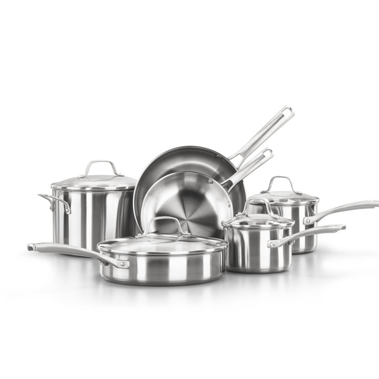 10-Piece Stainless Steel Cookware Set with Glass Lids