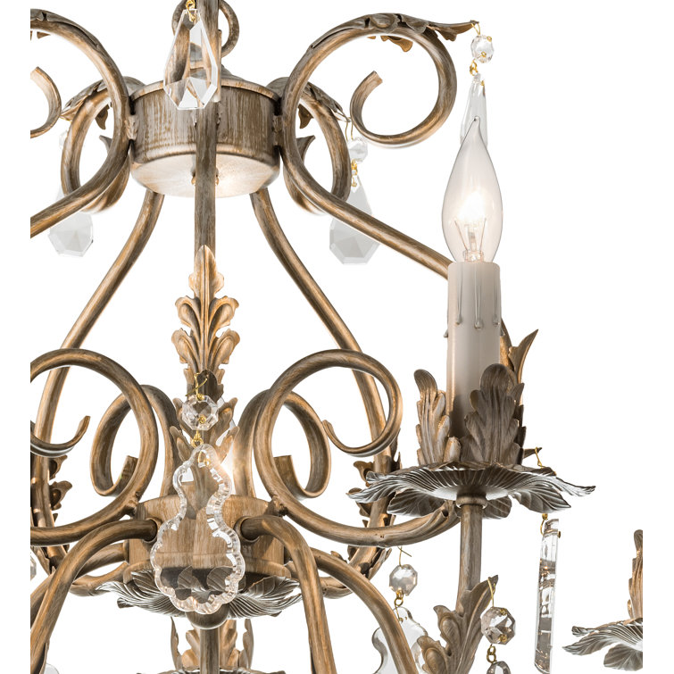 Antique Bronze 5-Light Chandelier with Cream Shades