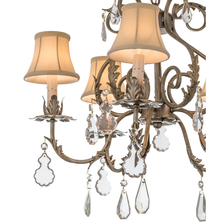 Antique Bronze 5-Light Chandelier with Cream Shades