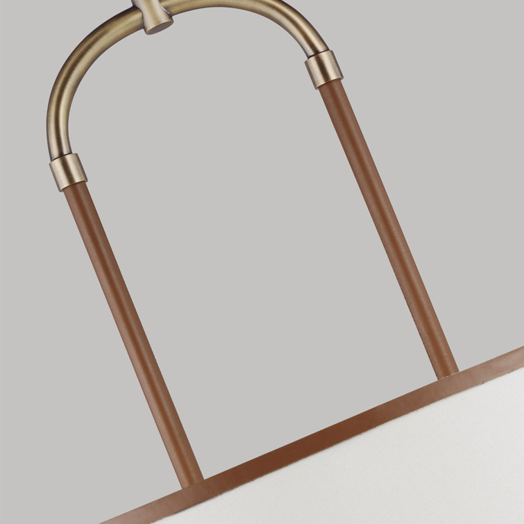 Katie Time Worn Brass Medium Drum Pendant Light with Saddle Leather