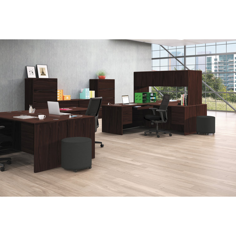 Mahogany Executive Desk with Drawer and Power Outlet