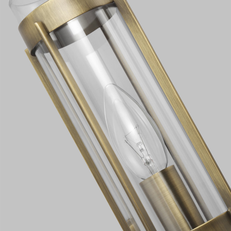 Flynn Time Worn Brass Outdoor Dimmable Cylinder Sconce
