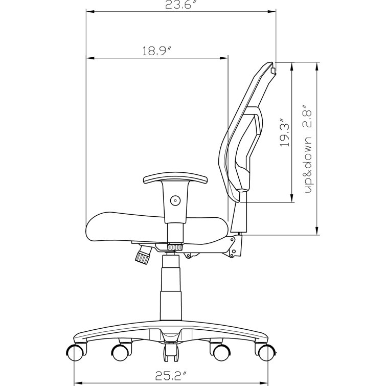 Gray Adjustable Swivel Task Chair with Plastic Frame