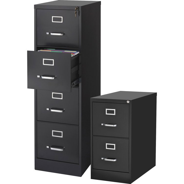 Black 4-Drawer Lockable Steel Vertical File Cabinet