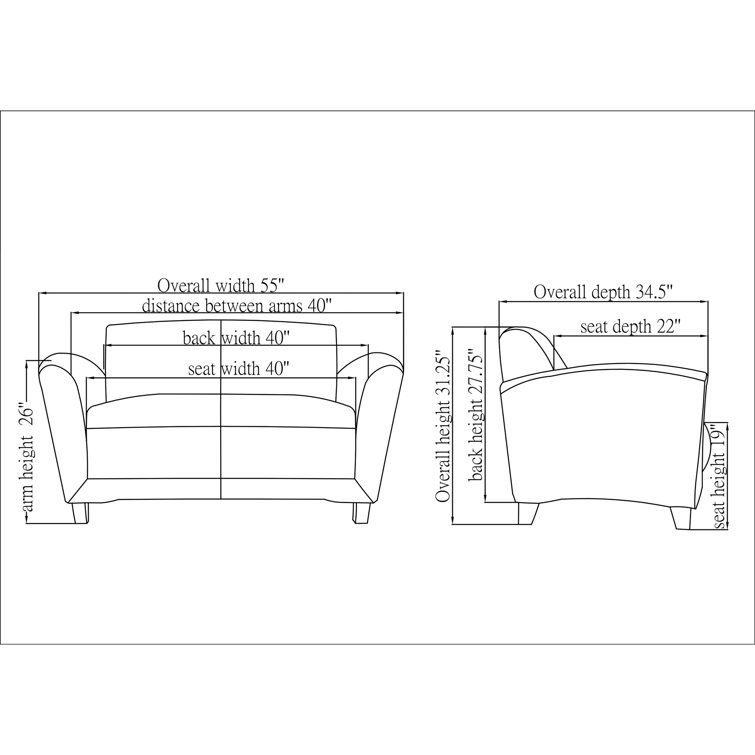 Accession Black Faux Leather Reception Loveseat with Pillow Back