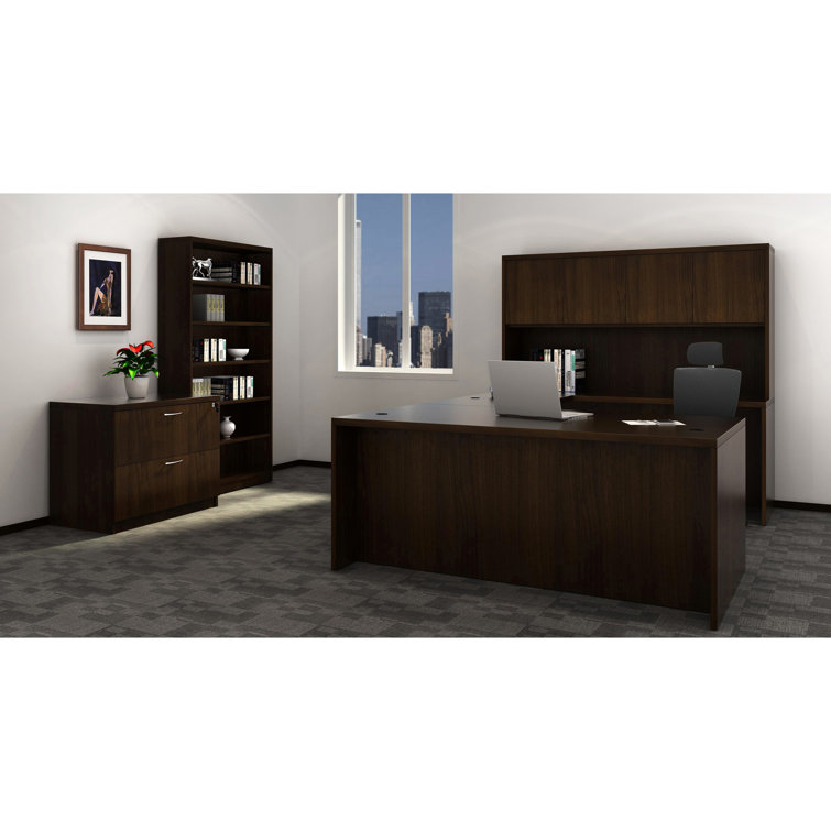 Mahogany Laminate 6-Shelf Tall Office Bookshelf