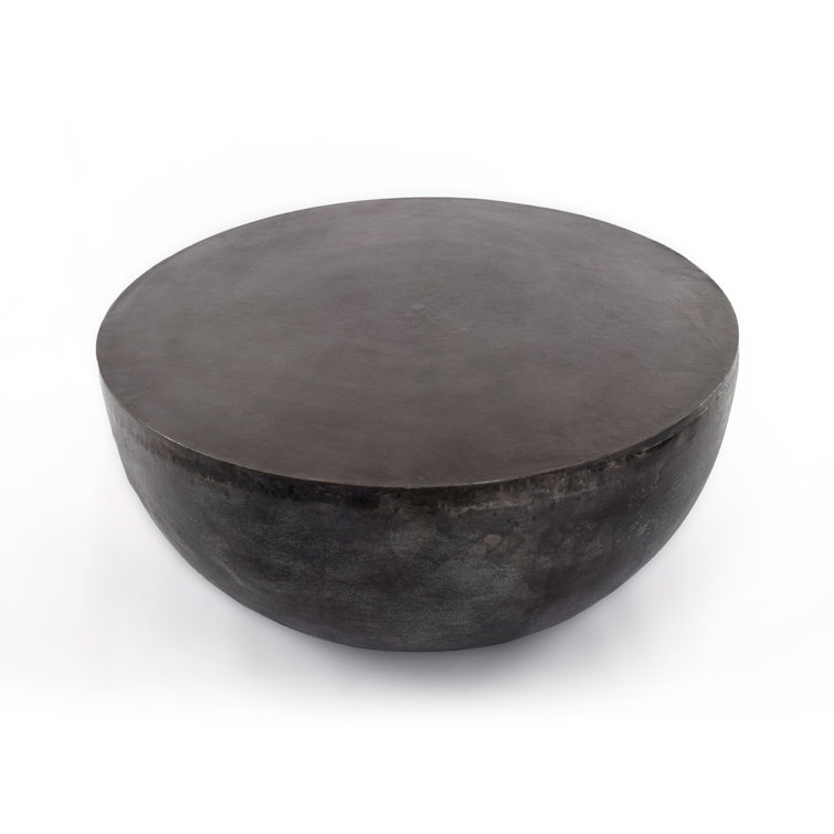 Contemporary Marlow Aged Grey Aluminum Round Coffee Table