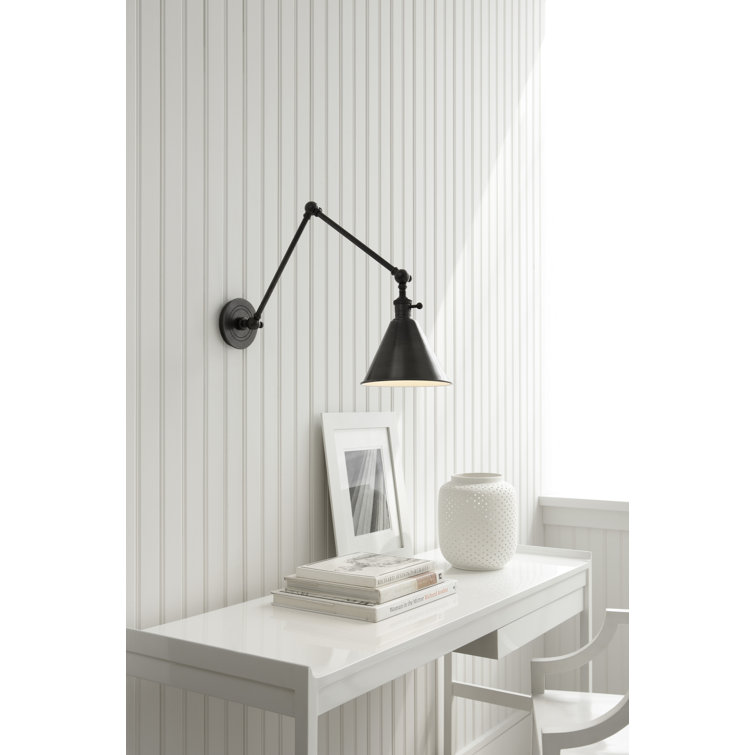 Sophisticated Bronze and Black Swing Arm Library Lamp