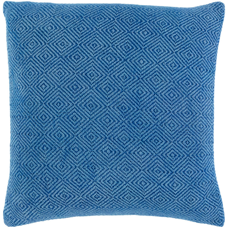 Bright Blue Hand Woven Polyester Euro Pillow Cover