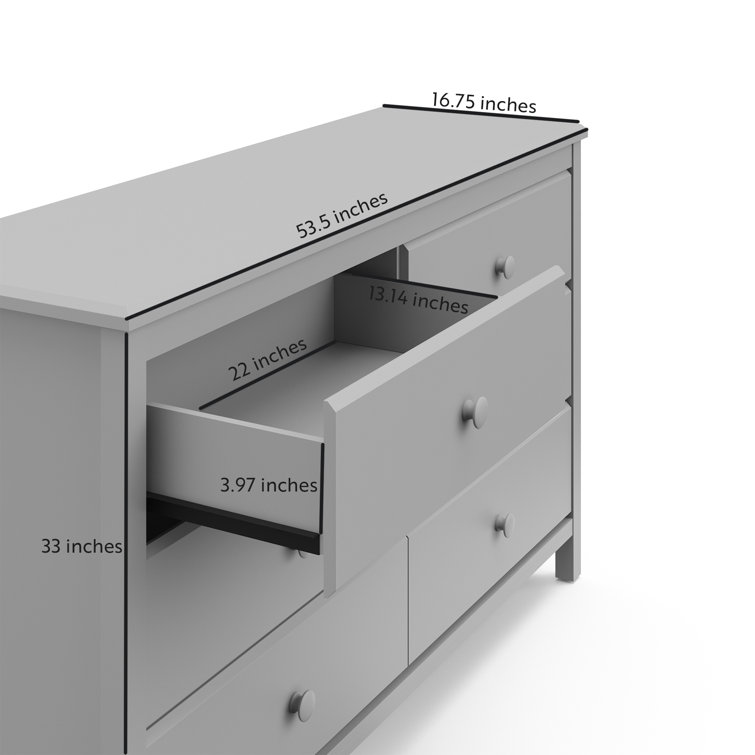 Pebble Gray 6-Drawer Double Nursery Dresser - GREENGUARD Certified