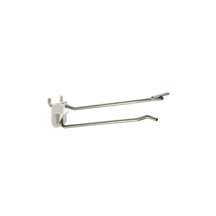 6" Silver Metal Wire Hooks with Plastic Backplate, 50-Pack