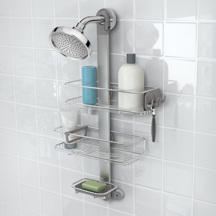 Medium Stainless Steel Adjustable Shower Caddy with Suction Mount