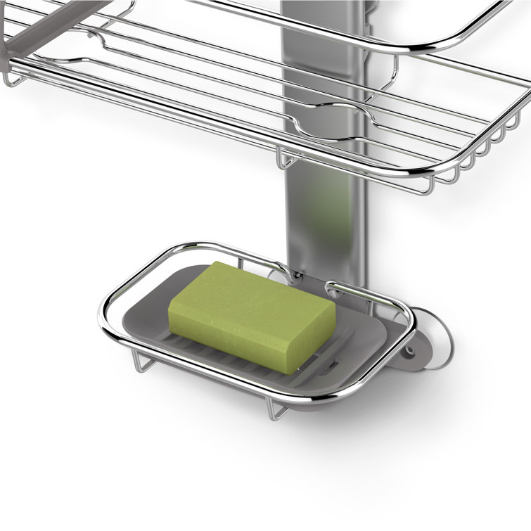 Medium Stainless Steel Adjustable Shower Caddy with Suction Mount