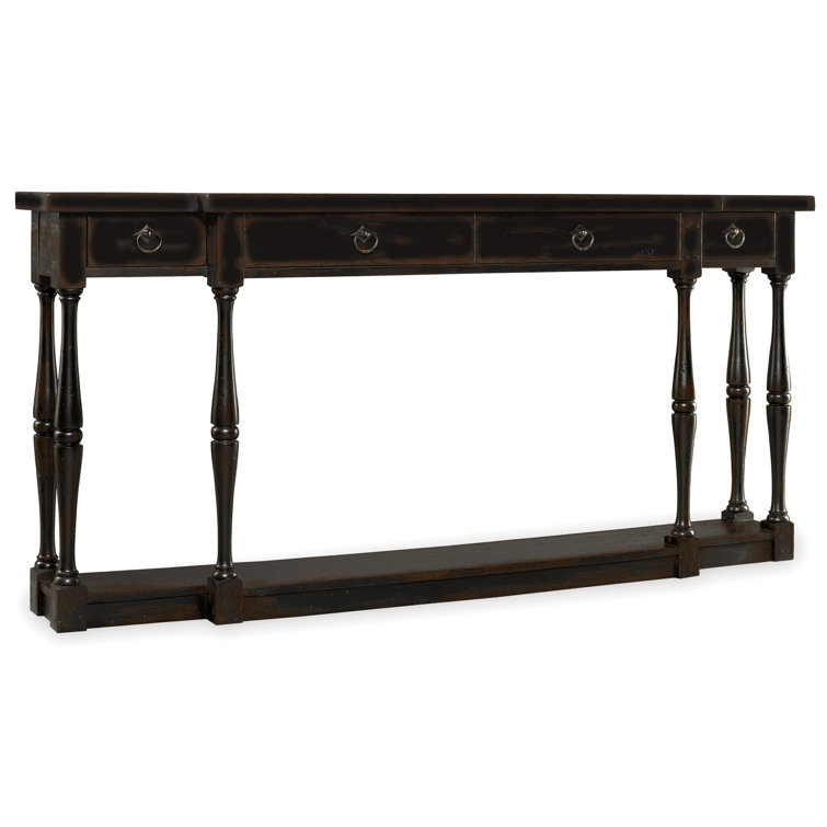 Transitional Ebony Black 72'' Rectangular Console Table with Storage