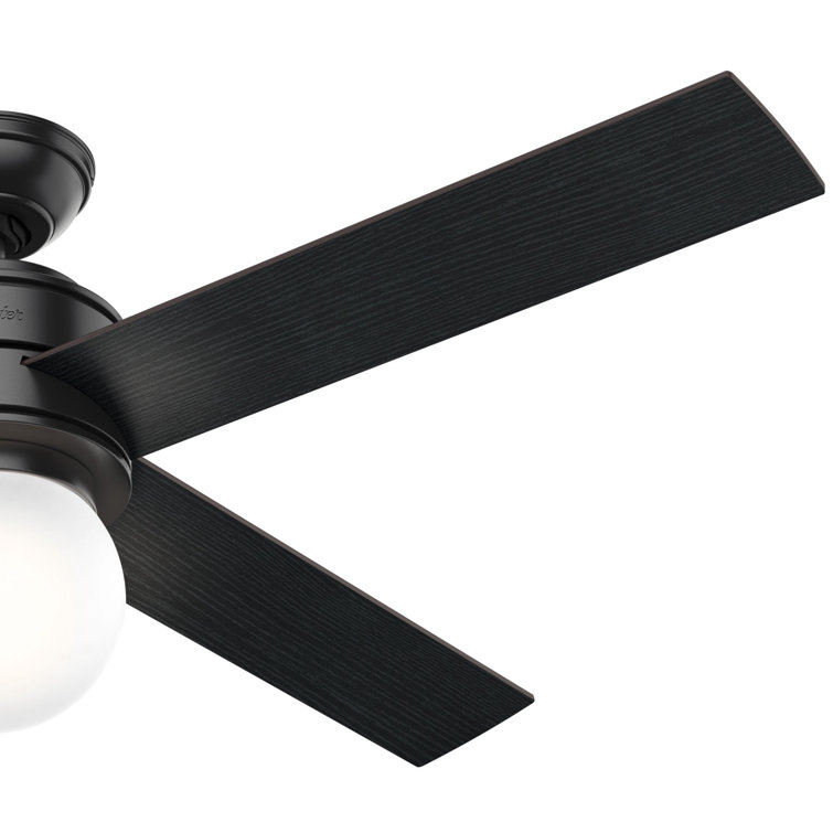 52" Matte Black Ceiling Fan with Globe Light and Wall Control